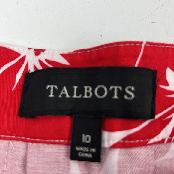 Talbots Women's cotton blend red floral midi a-line skirt - Picture 2 of 7